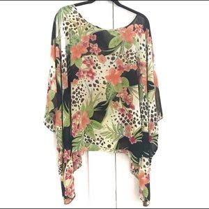 BOHO/CHIFFON PONCHO/TROPICAL ANIMAL PRINT